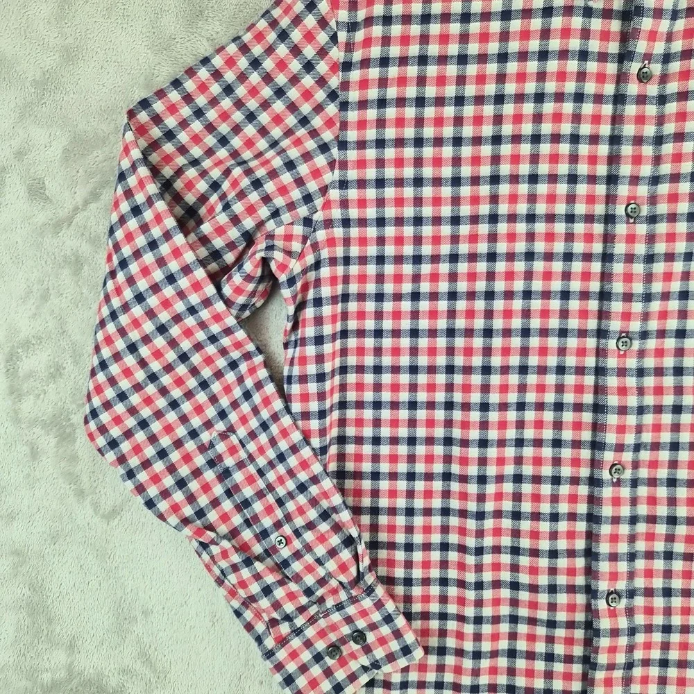 Banana Republic Plaid Flannel Shirt Mens Medium Red Blue Check Long Sleeve